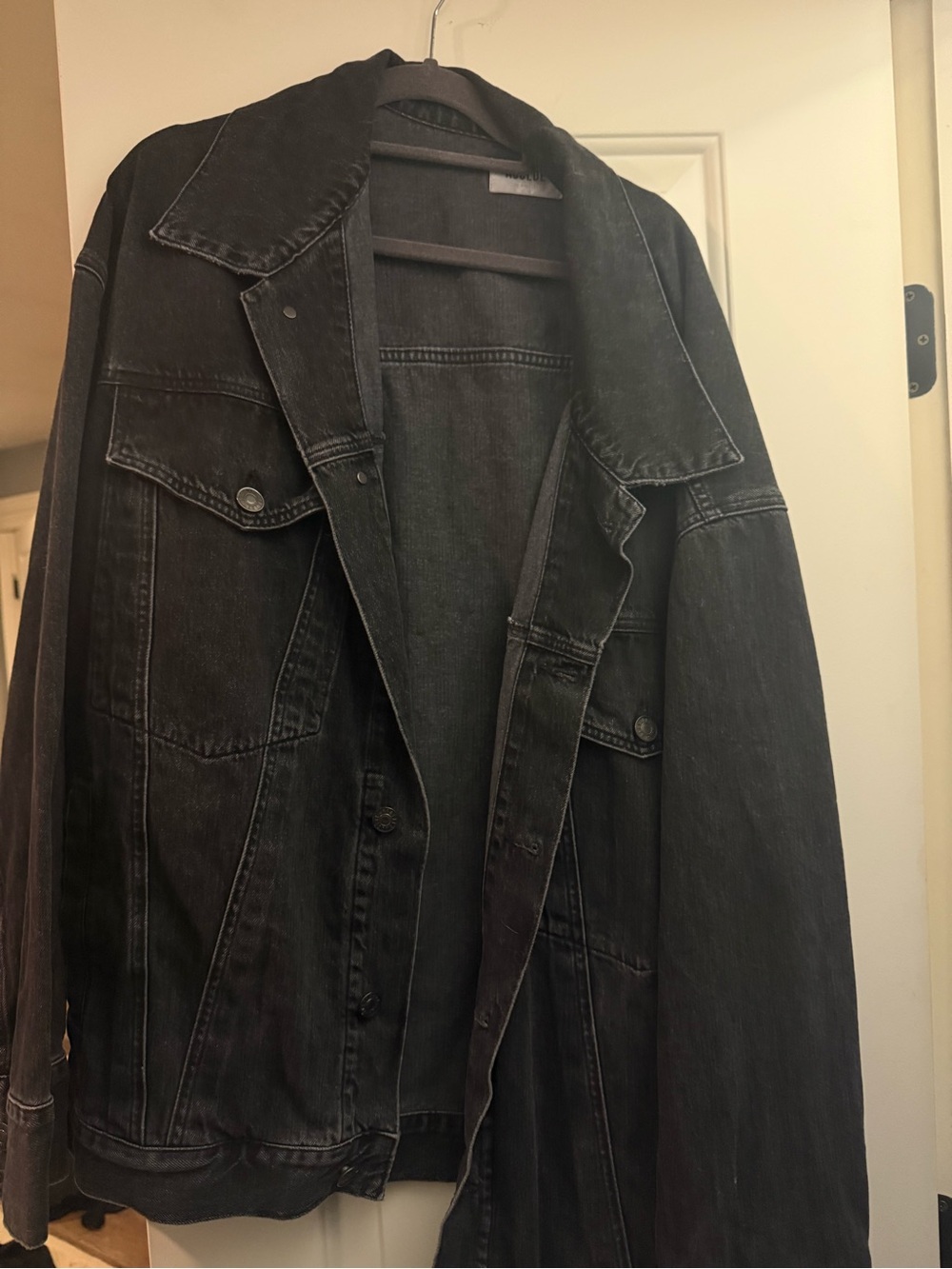 Agolde Black Washed Oversized Denim Jacket